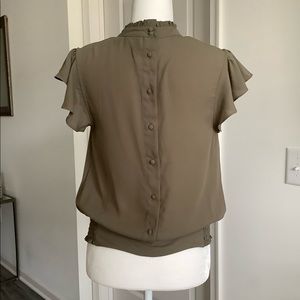 NY&Co green mock neck blouse